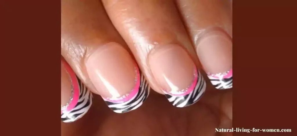 Zebra Pink French Nails